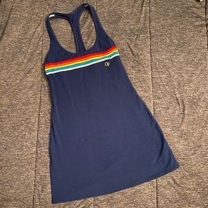 Vintage 90s Y2K Ocean Pacific OP blue rainbow dress shelf bra